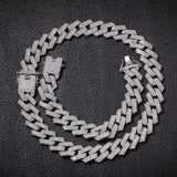 20mm Cuban Chain Rhinestones Necklace & Bracelet