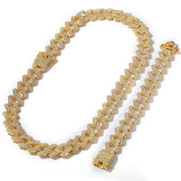 20mm Cuban Chain Rhinestones Necklace & Bracelet