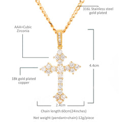 Full Iced Cross CZ Pendant Necklace