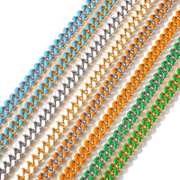 Colorful 11mm Cuban Link Chain Necklace