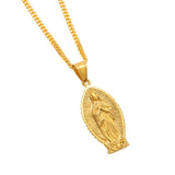 Men's Long Virgin Mary Pendant Hip-Hop Necklace