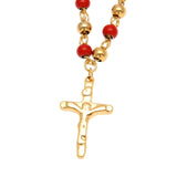 Women Colorful Rosary Beads Bracelet With Cross