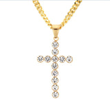 Twelve Rhinestones Cross Pendant Necklace