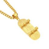 Gold Color Skateboard Pendants Necklaces