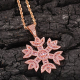 Women Snowflake Shape Pendant Necklace