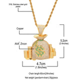 Luxury Rich US Money Bag Coin Necklace