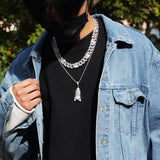 Luxury Silver 15mm Hip Hop Unisex CZ Necklace