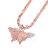 Hip Hop Pink Butterfly Pendant Necklaces