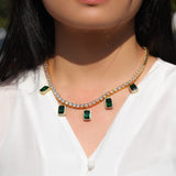 Hip Hop Green Gemstone Women Necklaces
