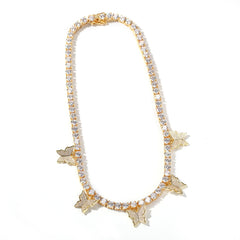 Hip Hop Butterfly Luxury Gold Color Necklaces