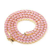 4mm Pink Hip Hop Colored Necklace