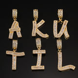 English Initials Letters Hip Hop Pendant Necklace