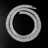 3 Row Simulated Rhinestones Hip-Hop Chain Necklace
