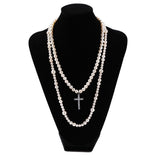 2 Layers Beads White Pearl Hip Hop Necklaces