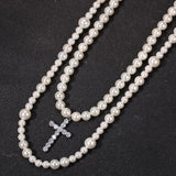 2 Layers Beads White Pearl Hip Hop Necklaces