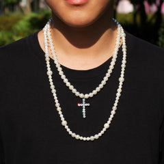 2 Layers Beads White Pearl Hip Hop Necklaces