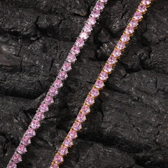4mm Pink CZ Chain Hip Hop Women Necklaces