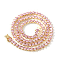 4mm Pink CZ Chain Hip Hop Women Necklaces