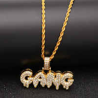 Hip Hop CZ GANG Letters Bling Necklace