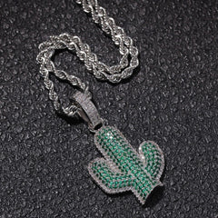 Cactus Shape Hip Hop Pendants Necklace
