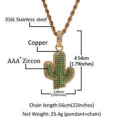 Cactus Shape Hip Hop Pendants Necklace