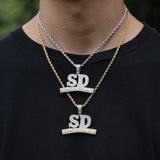 SD Letters Hip Hop Pendant Necklace