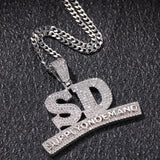SD Letters Hip Hop Pendant Necklace