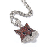 Cute Fox CZ Stones Pendant Necklace