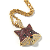 Cute Fox CZ Stones Pendant Necklace