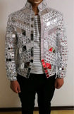 Male Silver Mirror Singer Outfit Jacket