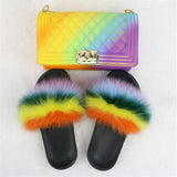 Colorful Jelly Flip Flops Travel Shoes Wallet Set