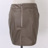 Women Sexy Faux Leather High Waist Mini Skirt