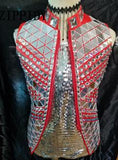Male Silver Mirror Singer Outfit Jacket