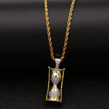 Hourglass Pattern Hiphop Pendants CZ Necklaces