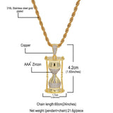 Hourglass Pattern Hiphop Pendants CZ Necklaces