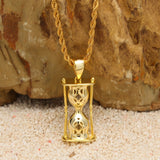 Hourglass Pattern Hiphop Pendants CZ Necklaces