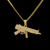 Sniper Rifle Men Hip Hop Rhinestones Necklace