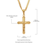Gold Chain Cross Crucifix Jesus Men Necklace