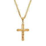 Gold Chain Cross Crucifix Jesus Men Necklace