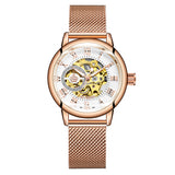 Automatic Mechanical Rose Gold Women Wristwatches