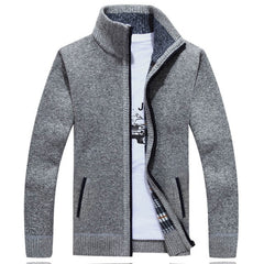 Autumn Winter Thick Faux Fur Wool Mens Sweater