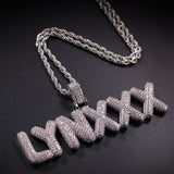 Bubble Letters CZ Pendant Necklace