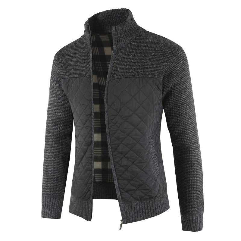 Fall Loose fashion Jacket With Thicker Knitted Colorblock