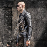 Men Hip Hop Motorcycle Leather Overcoats