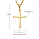 Classic Gold Color Smooth Cross Pendant Necklace