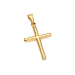 Classic Gold Color Smooth Cross Pendant Necklace