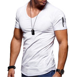 V Neck Casual Cotton Top Bodybuilding T Shirt